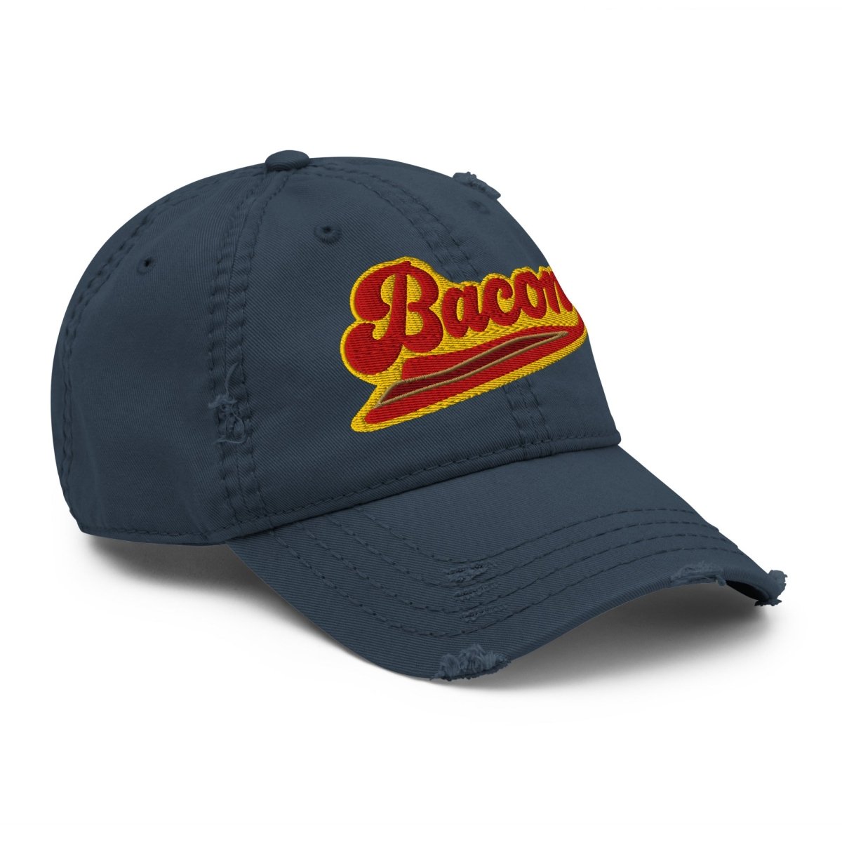 Bacon Team Distressed Dad Hat, Sport Sizzle Eating Flavor Favorite Fried Food