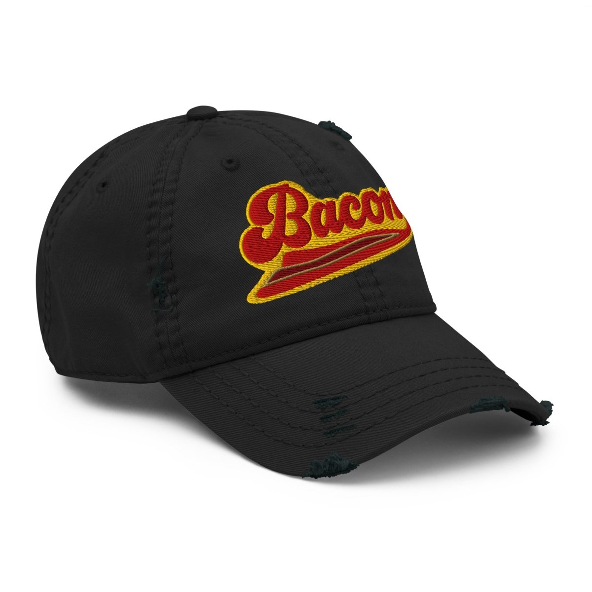Bacon Team Distressed Dad Hat, Sport Sizzle Eating Flavor Favorite Fried Food