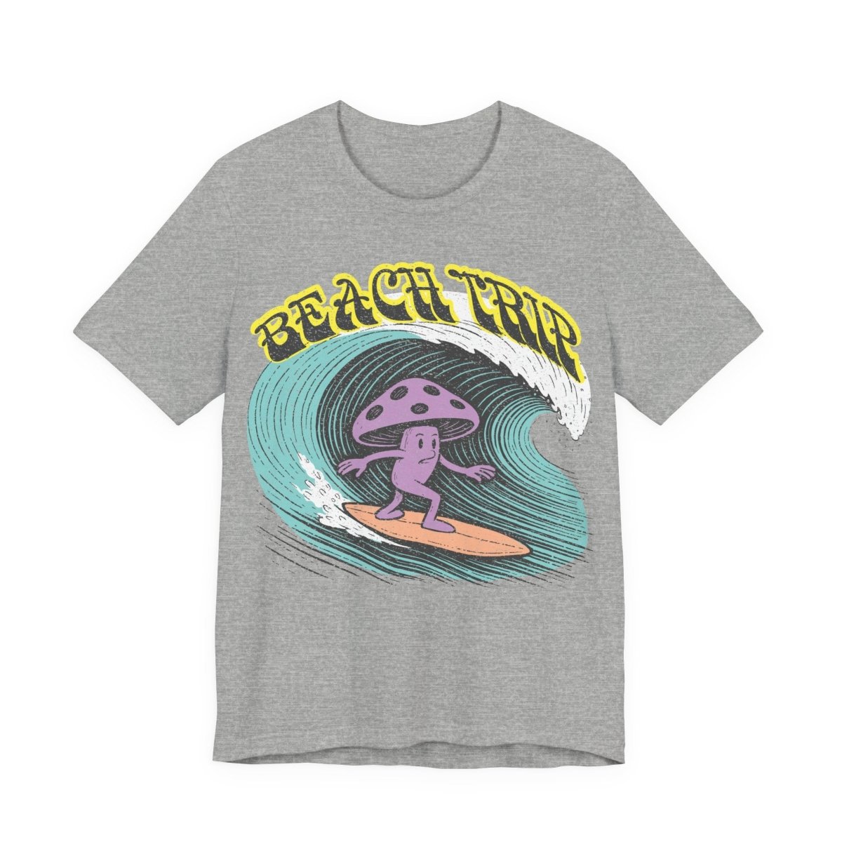 Beach Trip Surfing Mushroom Funny Parody T-Shirt