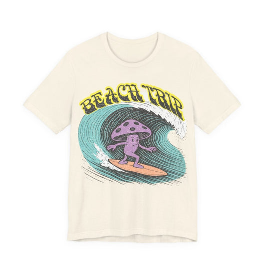 Beach Trip Surfing Mushroom Funny Parody T-Shirt