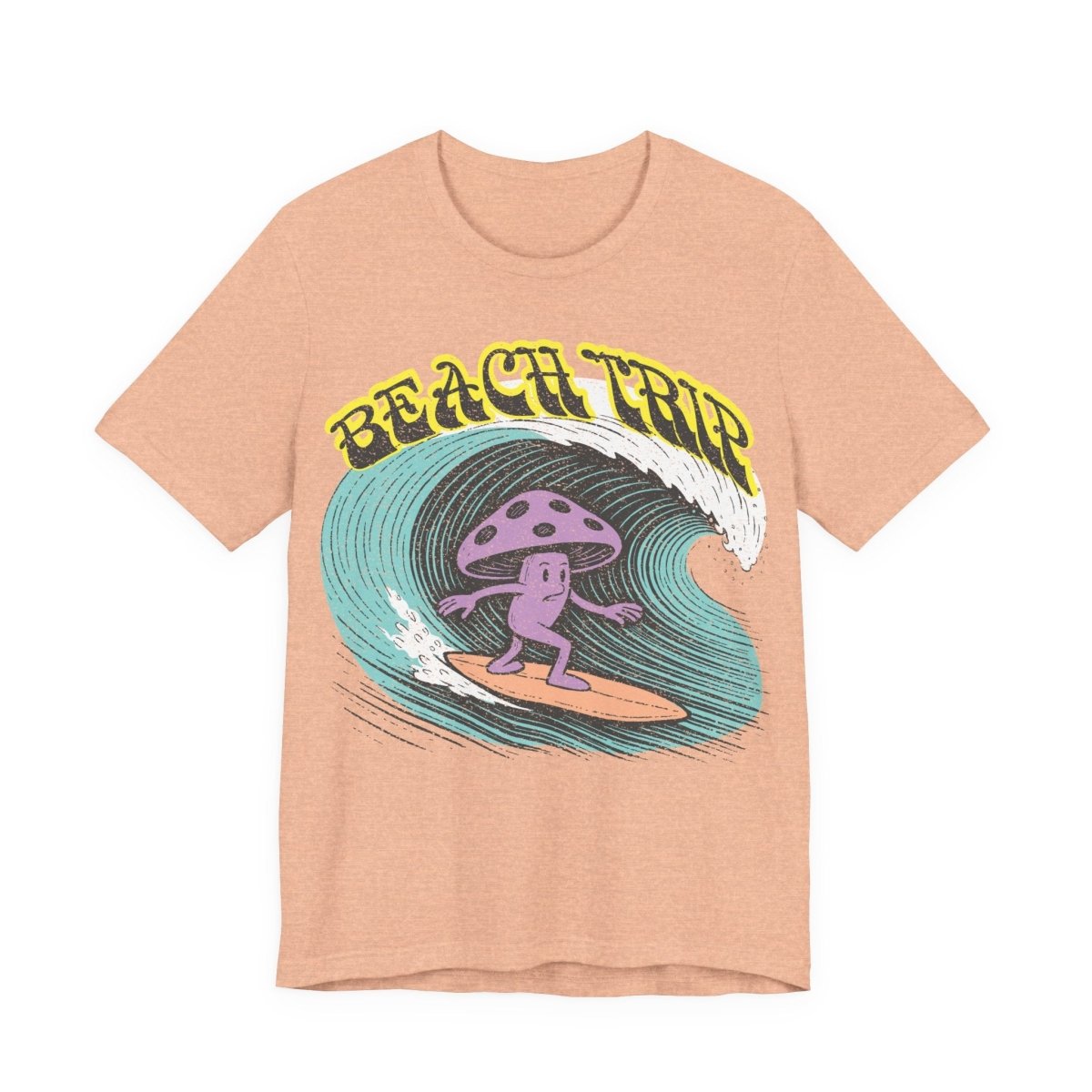 Beach Trip Surfing Mushroom Funny Parody T-Shirt