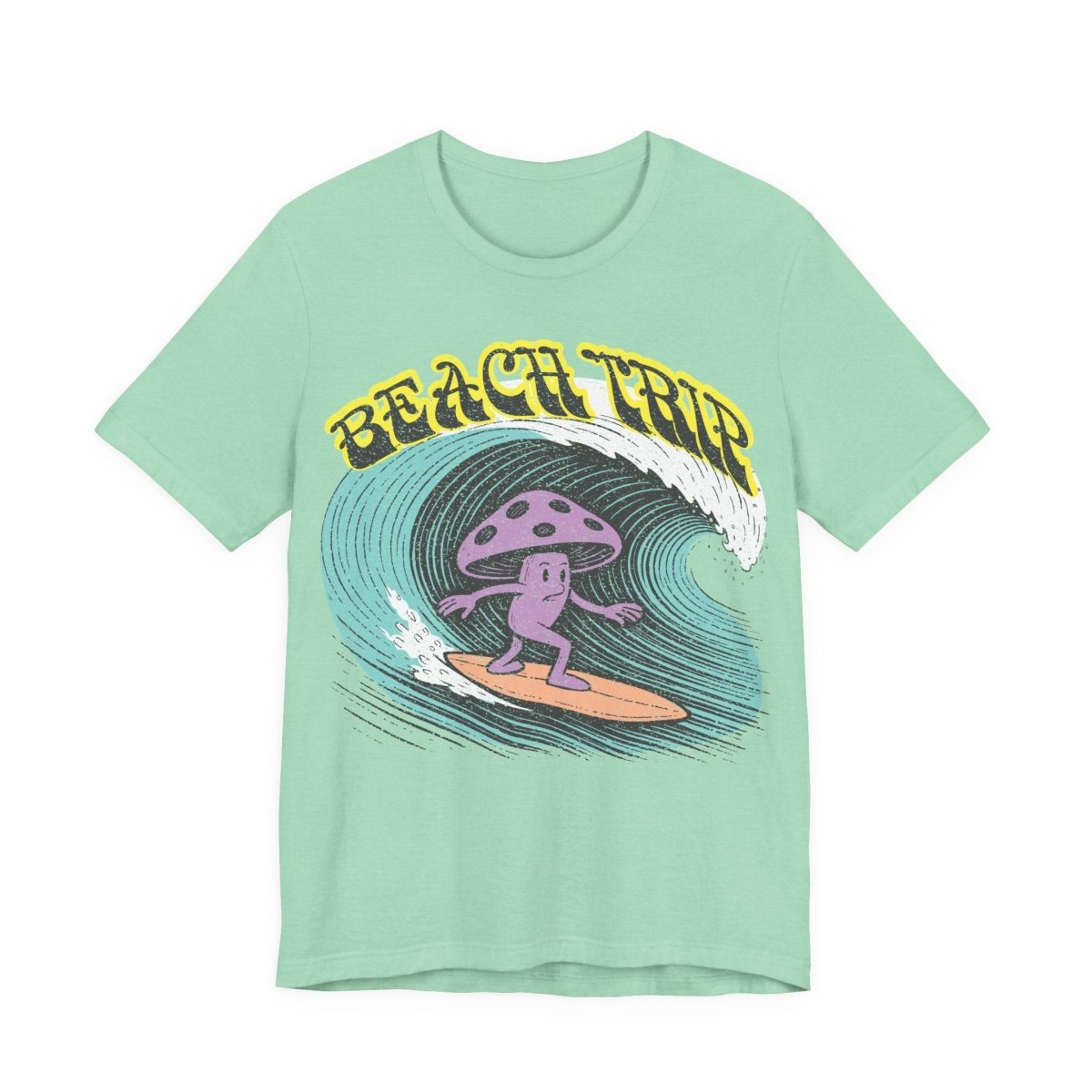 Beach Trip Surfing Mushroom Funny Parody T-Shirt