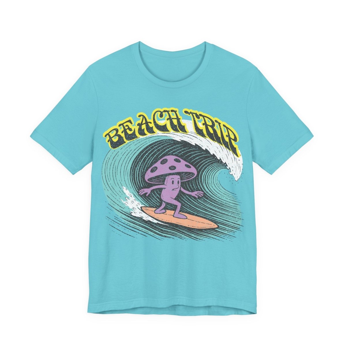 Beach Trip Surfing Mushroom Funny Parody T-Shirt