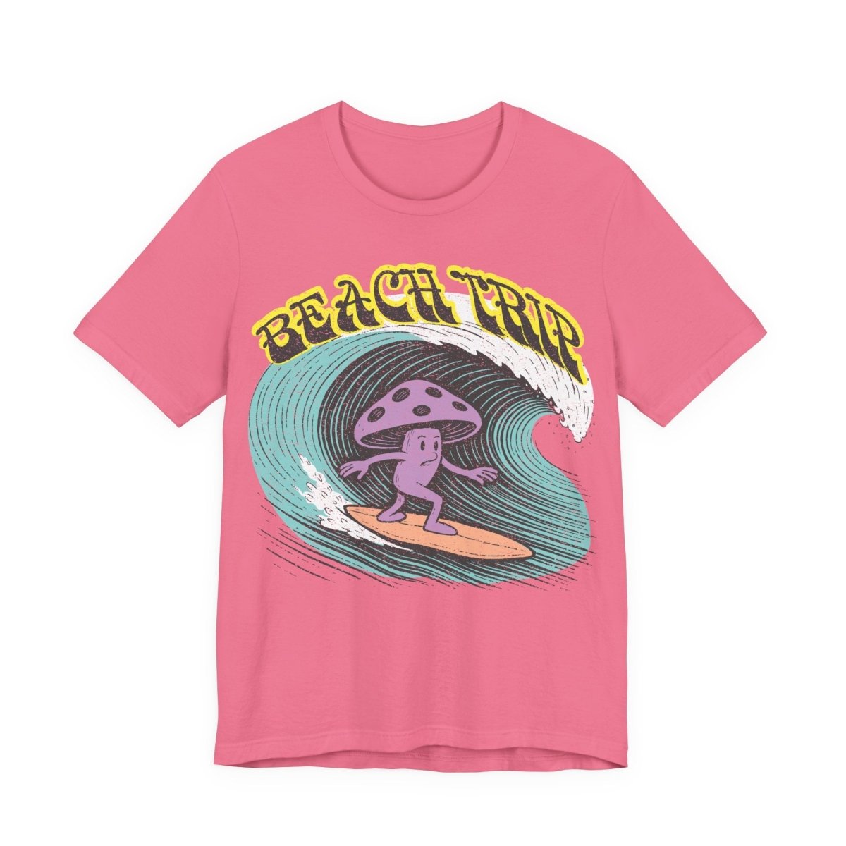 Beach Trip Surfing Mushroom Funny Parody T-Shirt