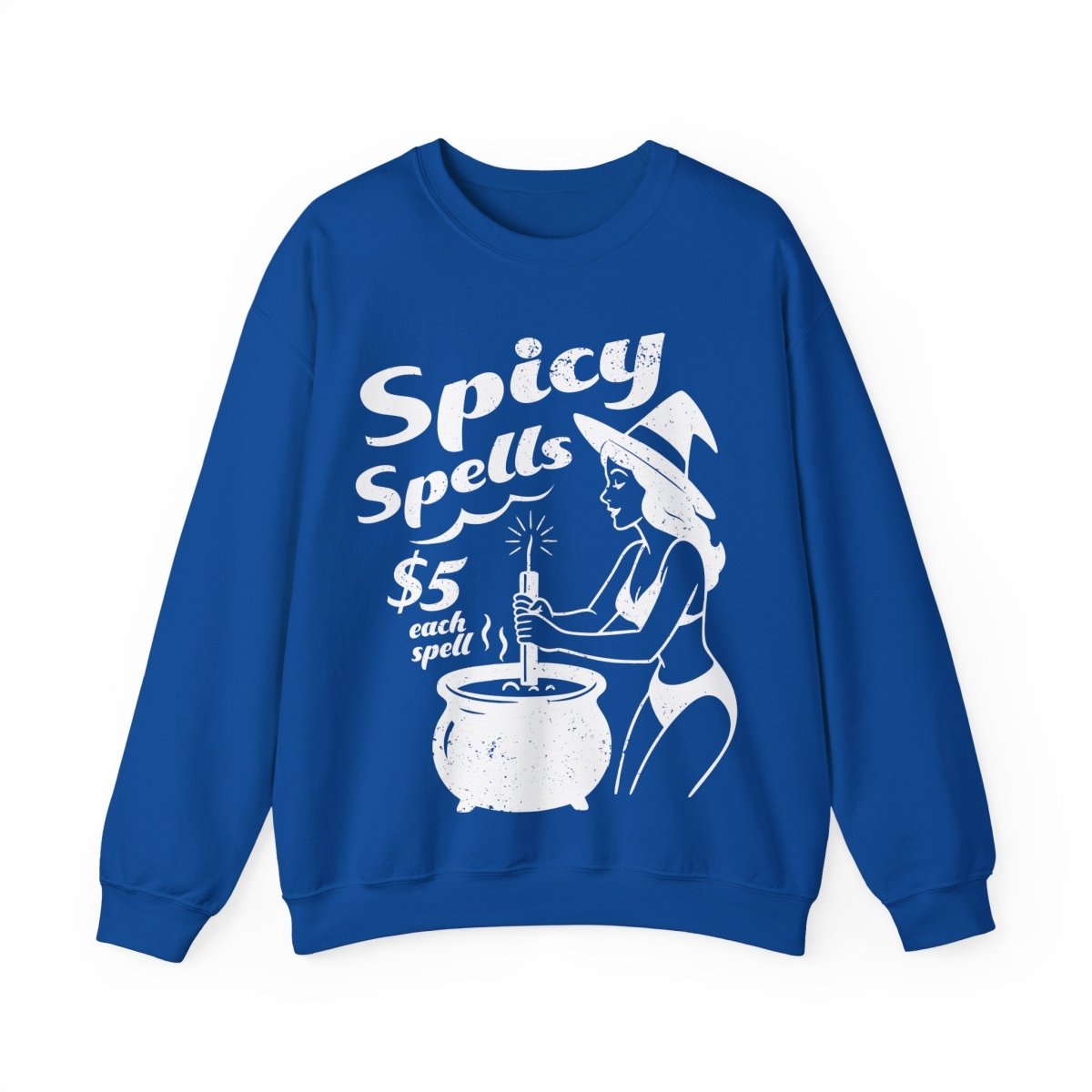Bikini Witch Spicy Spells, Funny Dark Humor or Halloween Fleece Sweatshirt for Haunted Humor Gifting & Comic Fans, Halloween or Summerween Party