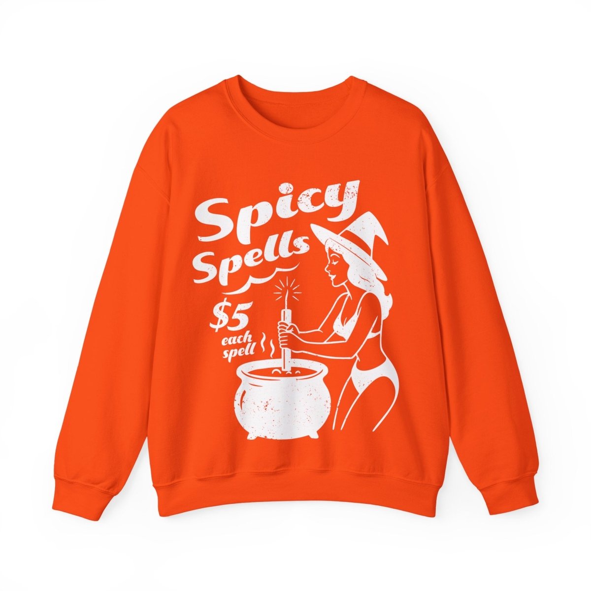 Bikini Witch Spicy Spells, Funny Dark Humor or Halloween Fleece Sweatshirt for Haunted Humor Gifting & Comic Fans, Halloween or Summerween Party