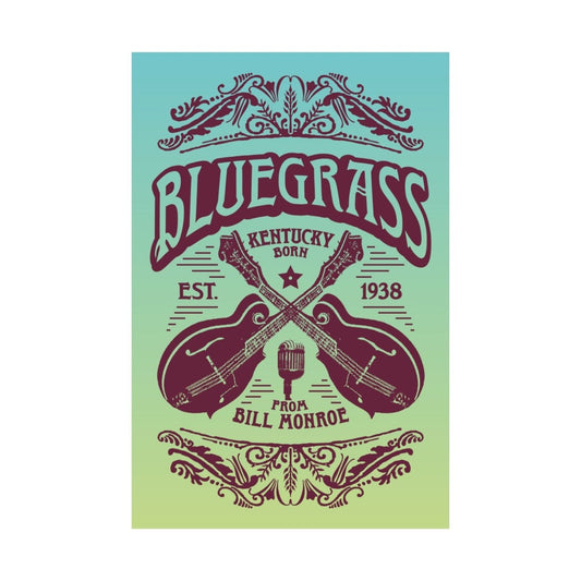 Bluegrass Music Premium Wall Art Print, Bluegrass Festival Poster, Mandolins, Kentucky Born