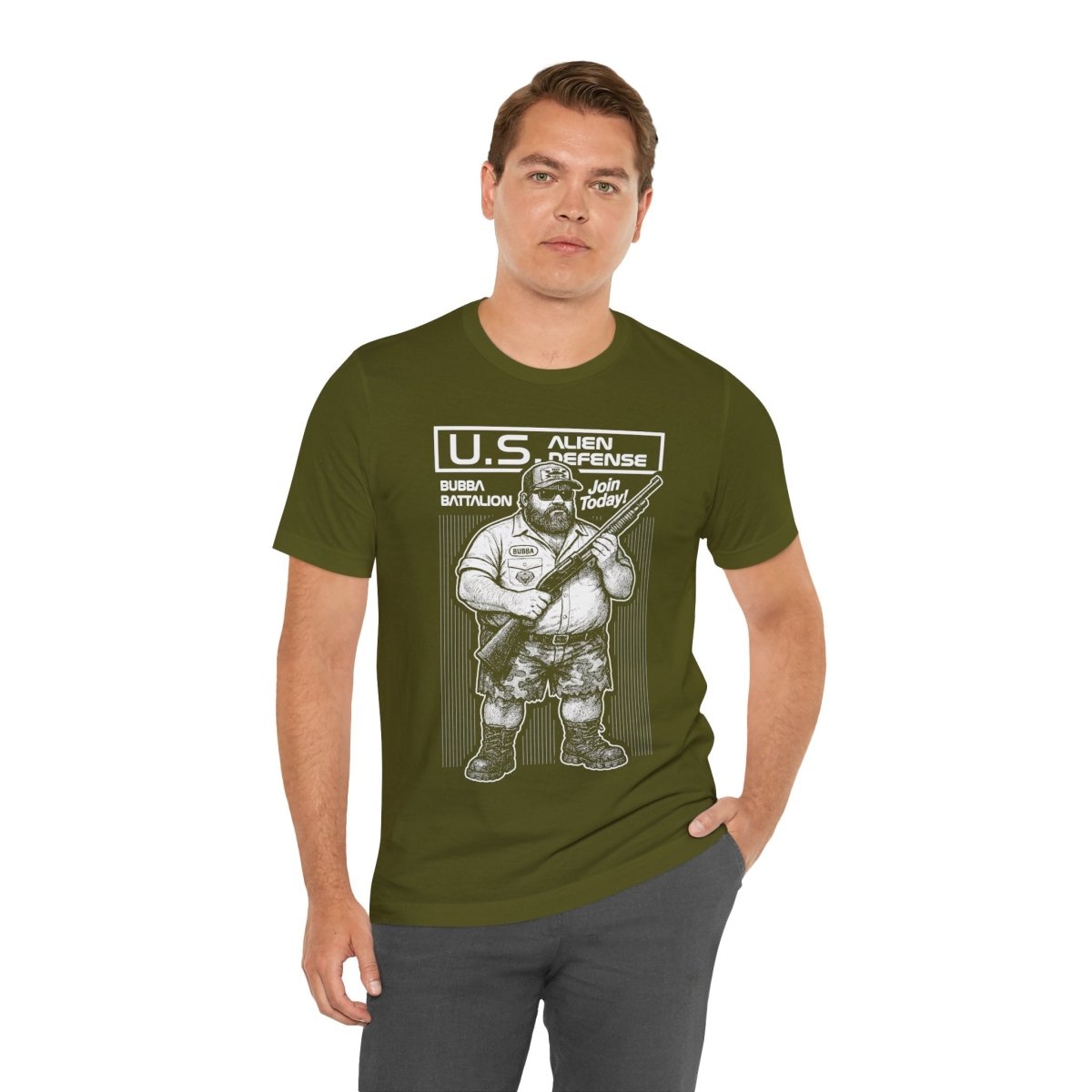 Bubba Battalion Ready Call To Action U.S. Alien Defense Premium T-Shirt