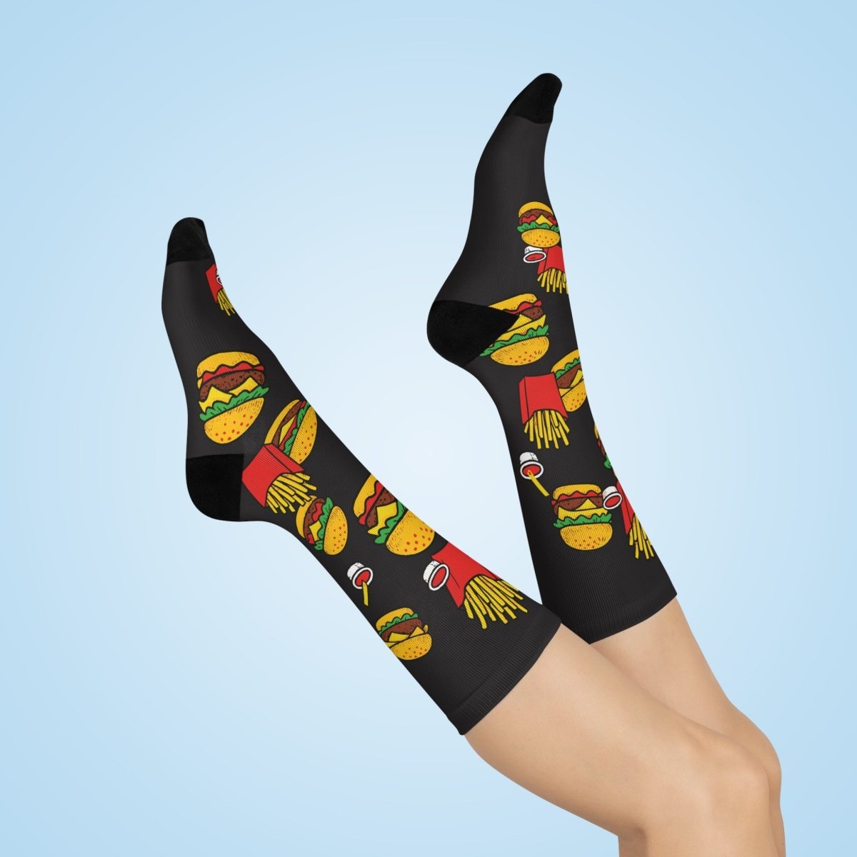 Burger & Fries Craving Gift Chow Down Cushioned Crew Socks, Hungry Classic Meal