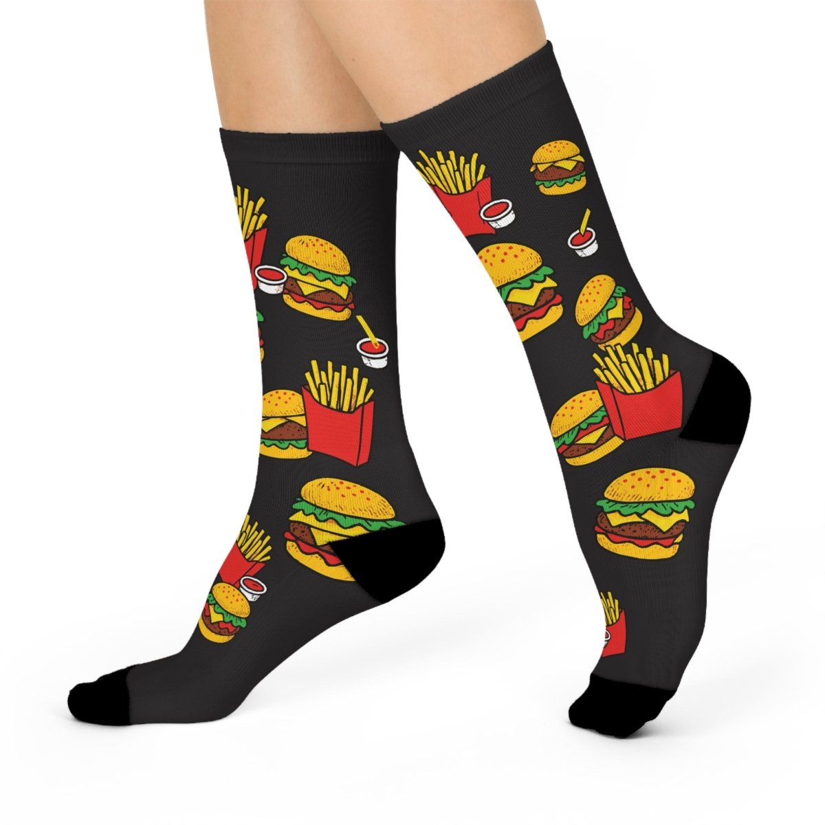 Burger & Fries Craving Gift Chow Down Cushioned Crew Socks, Hungry Classic Meal