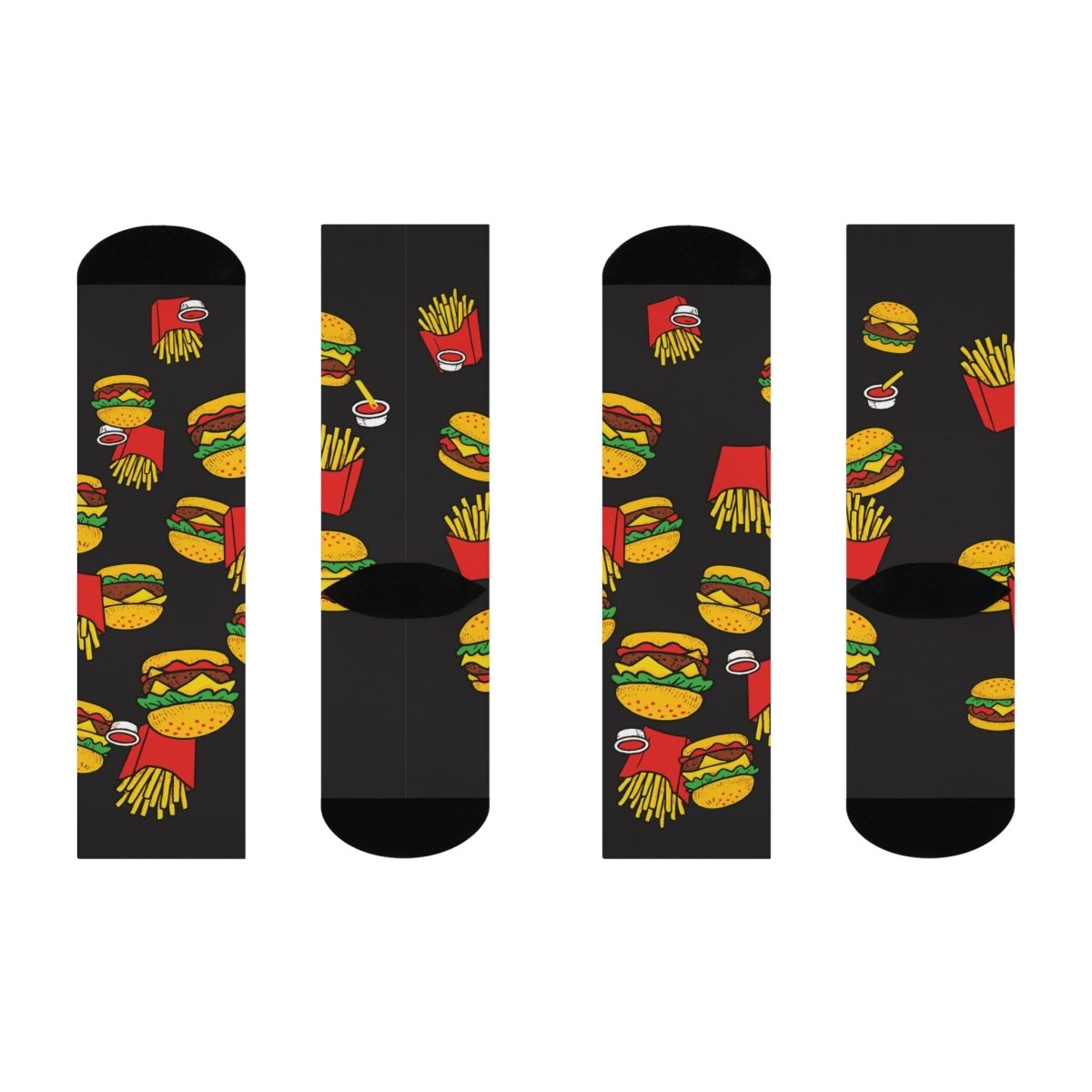 Burger & Fries Craving Gift Chow Down Cushioned Crew Socks, Hungry Classic Meal