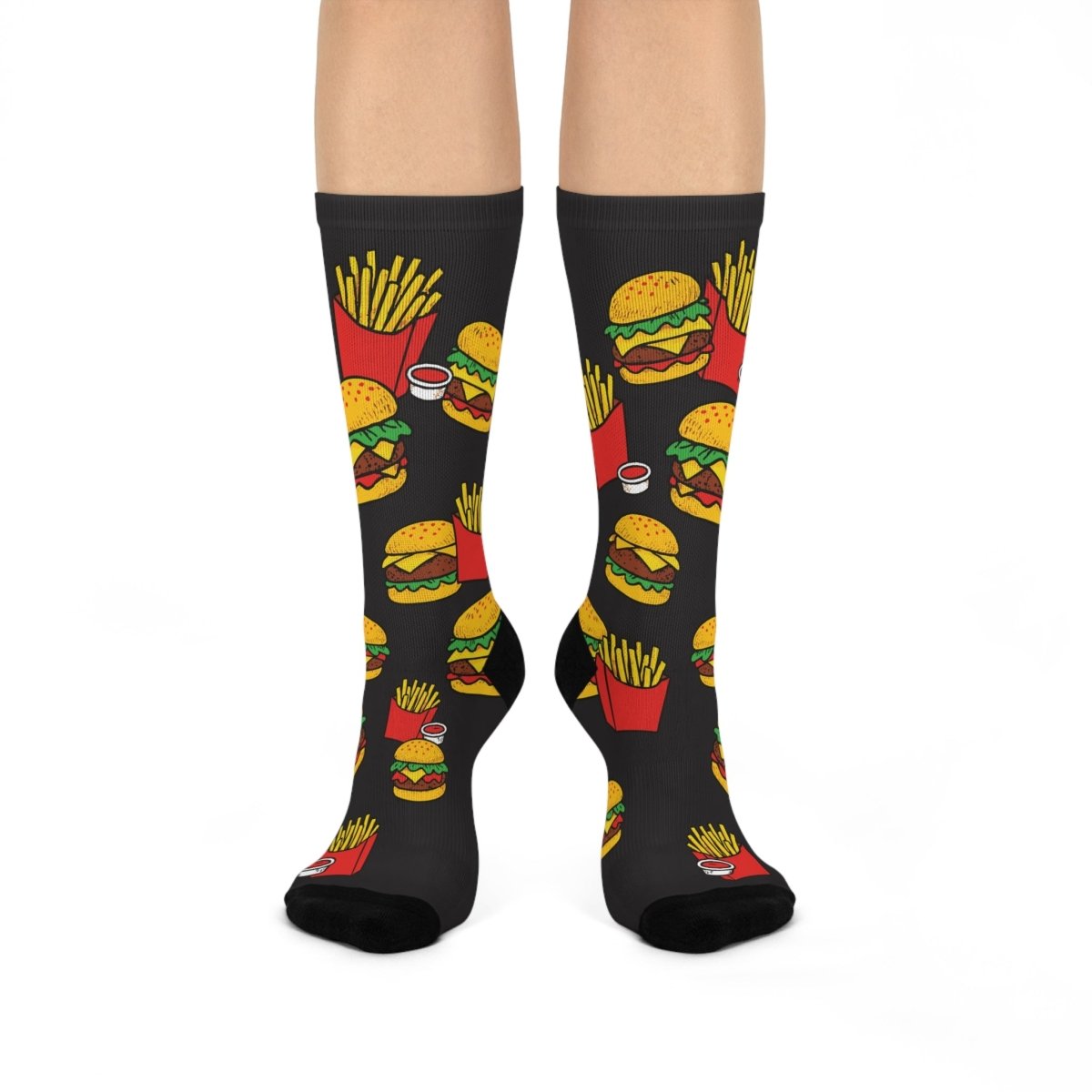 Burger & Fries Craving Gift Chow Down Cushioned Crew Socks, Hungry Classic Meal