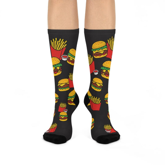 Burger & Fries Craving Gift Chow Down Cushioned Crew Socks, Hungry Classic Meal