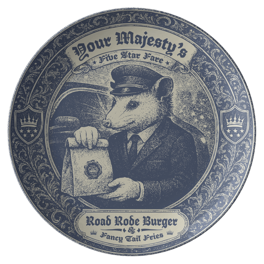 Burger & Fries Fancy Gift Plate from Your Majesty's Five Star Fare, 1 or Sets of 2, 4, Funny Dinner Decorator