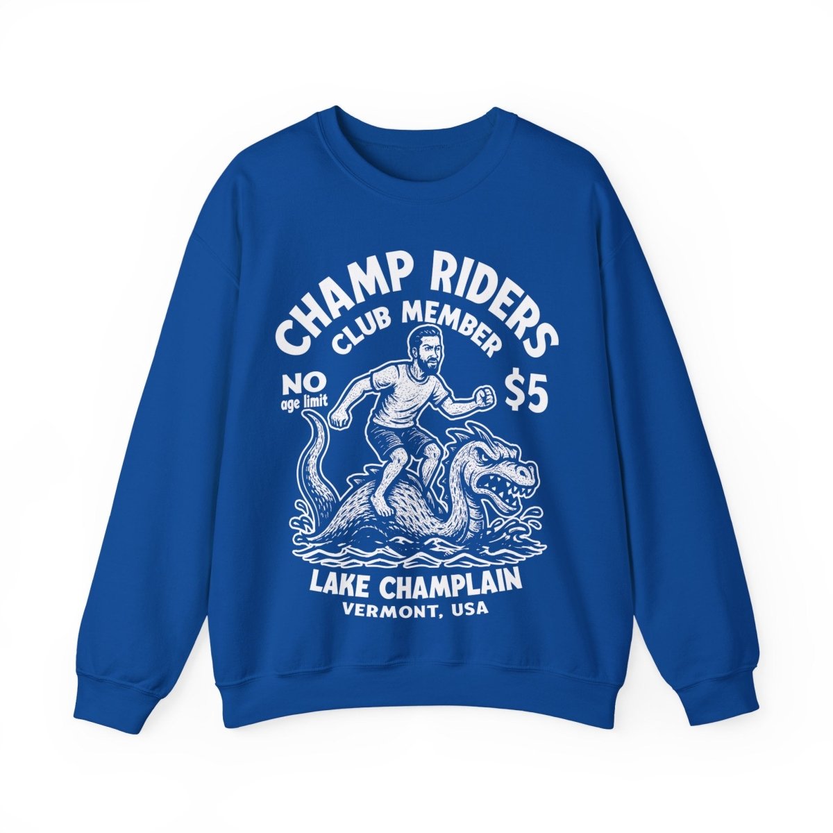Champ Lake Monster Mystery Ride Man Fleece Sweatshirt, Vermont, Lake Champlain