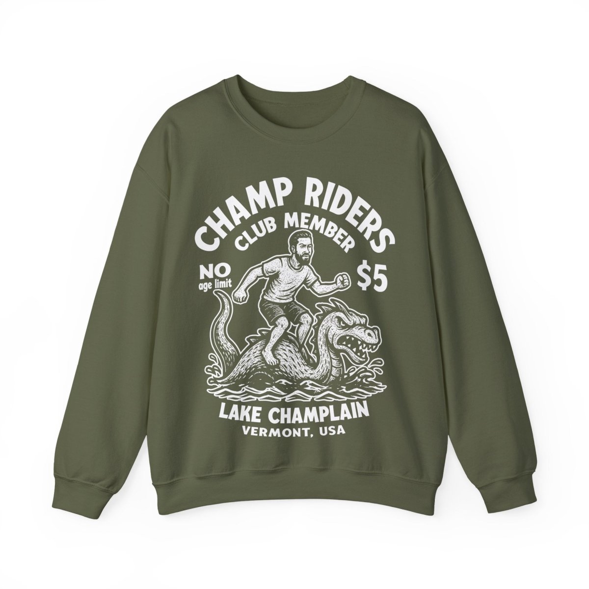 Champ Lake Monster Mystery Ride Man Fleece Sweatshirt, Vermont, Lake Champlain