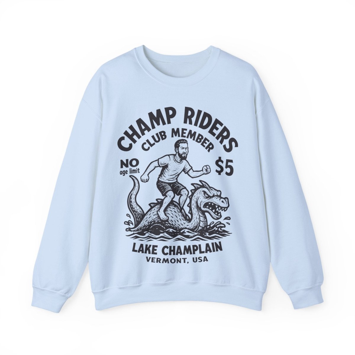 Champ Lake Monster Mystery Ride Man Fleece Sweatshirt, Vermont, Lake Champlain