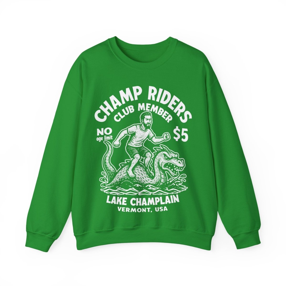 Champ Lake Monster Mystery Ride Man Fleece Sweatshirt, Vermont, Lake Champlain