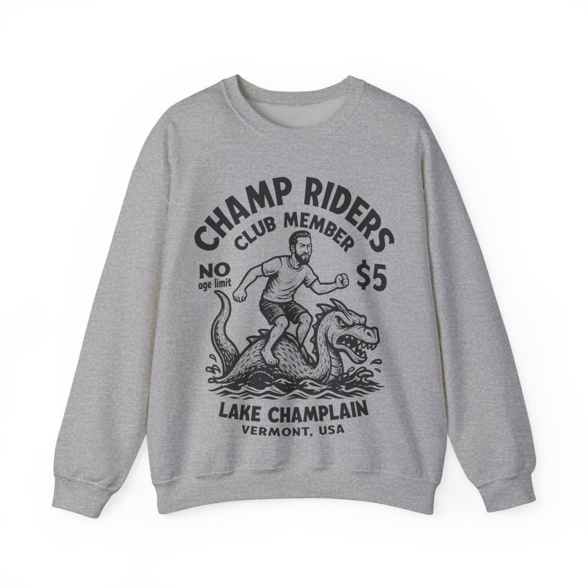 Champ Lake Monster Mystery Ride Man Fleece Sweatshirt, Vermont, Lake Champlain