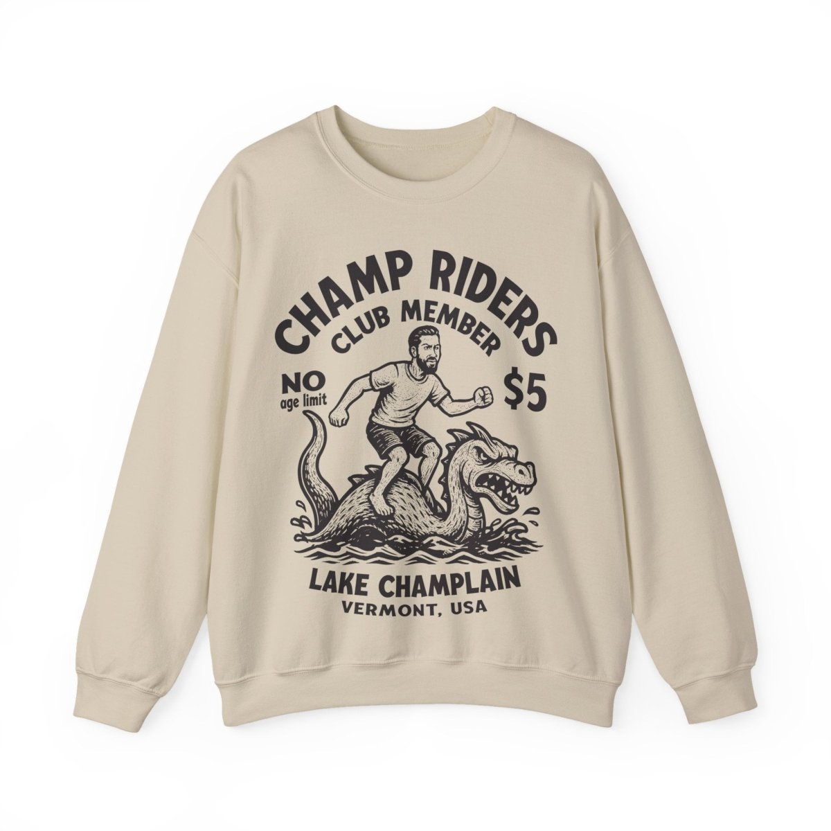 Champ Lake Monster Mystery Ride Man Fleece Sweatshirt, Vermont, Lake Champlain