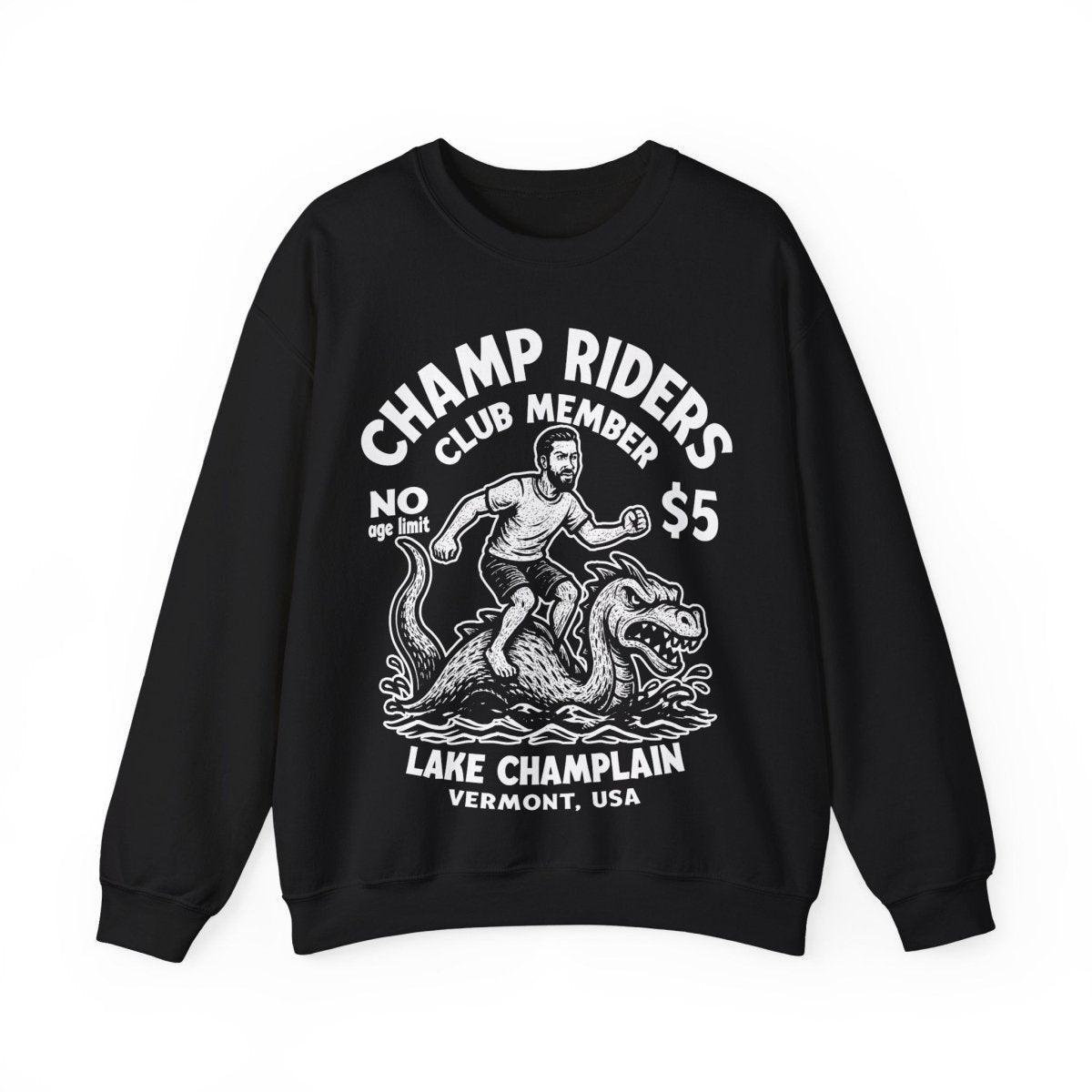 Champ Lake Monster Mystery Ride Man Fleece Sweatshirt, Vermont, Lake Champlain