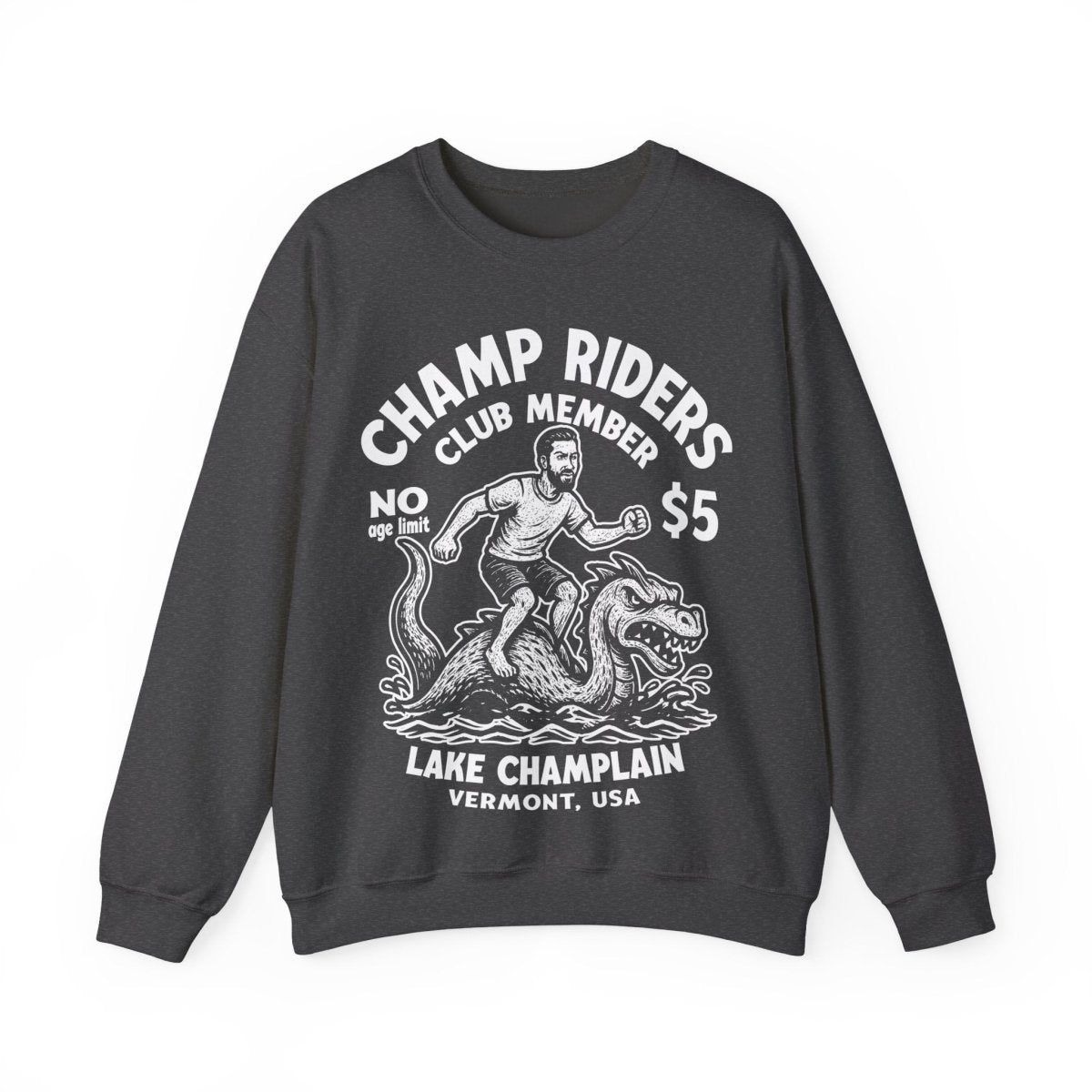 Champ Lake Monster Mystery Ride Man Fleece Sweatshirt, Vermont, Lake Champlain