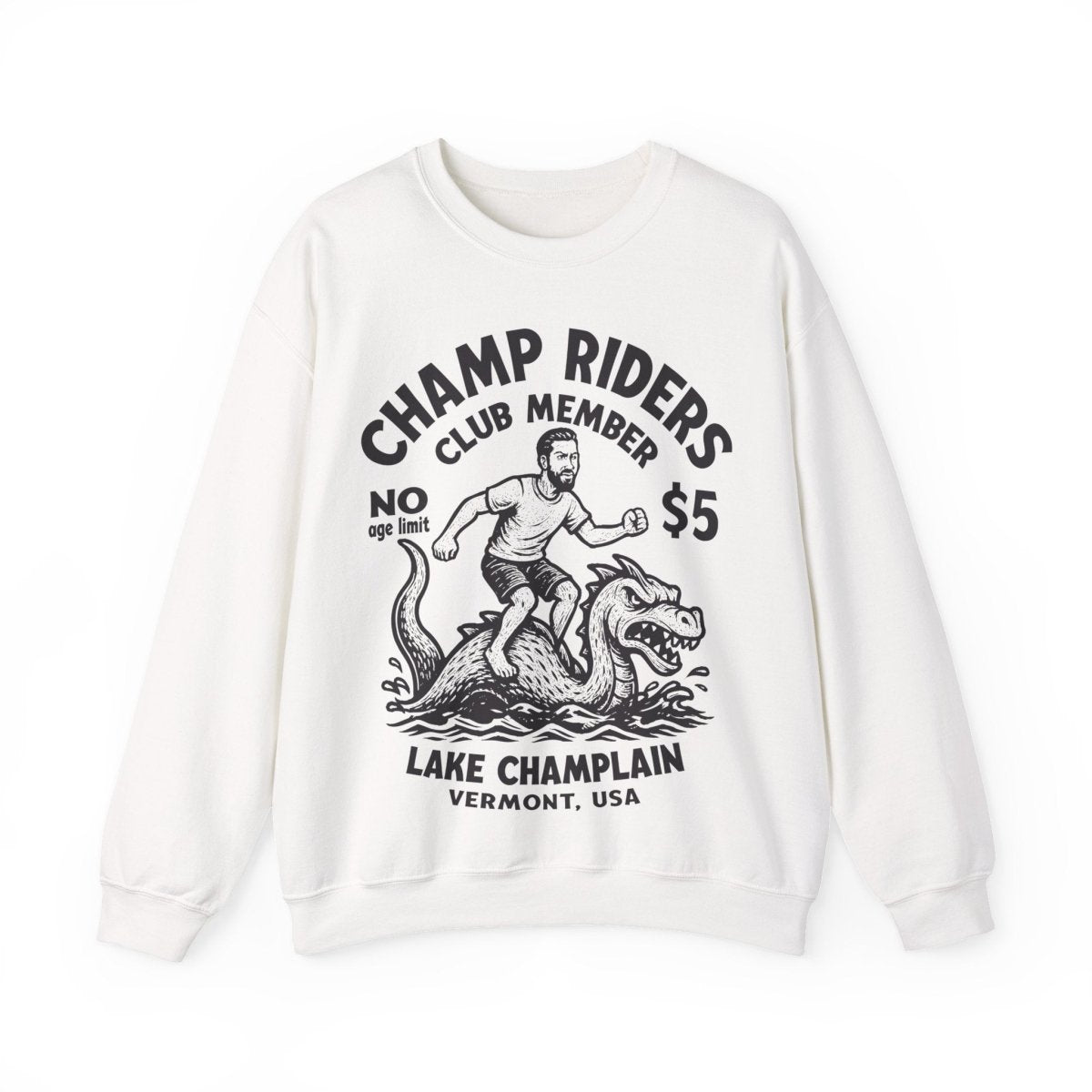 Champ Lake Monster Mystery Ride Man Fleece Sweatshirt, Vermont, Lake Champlain