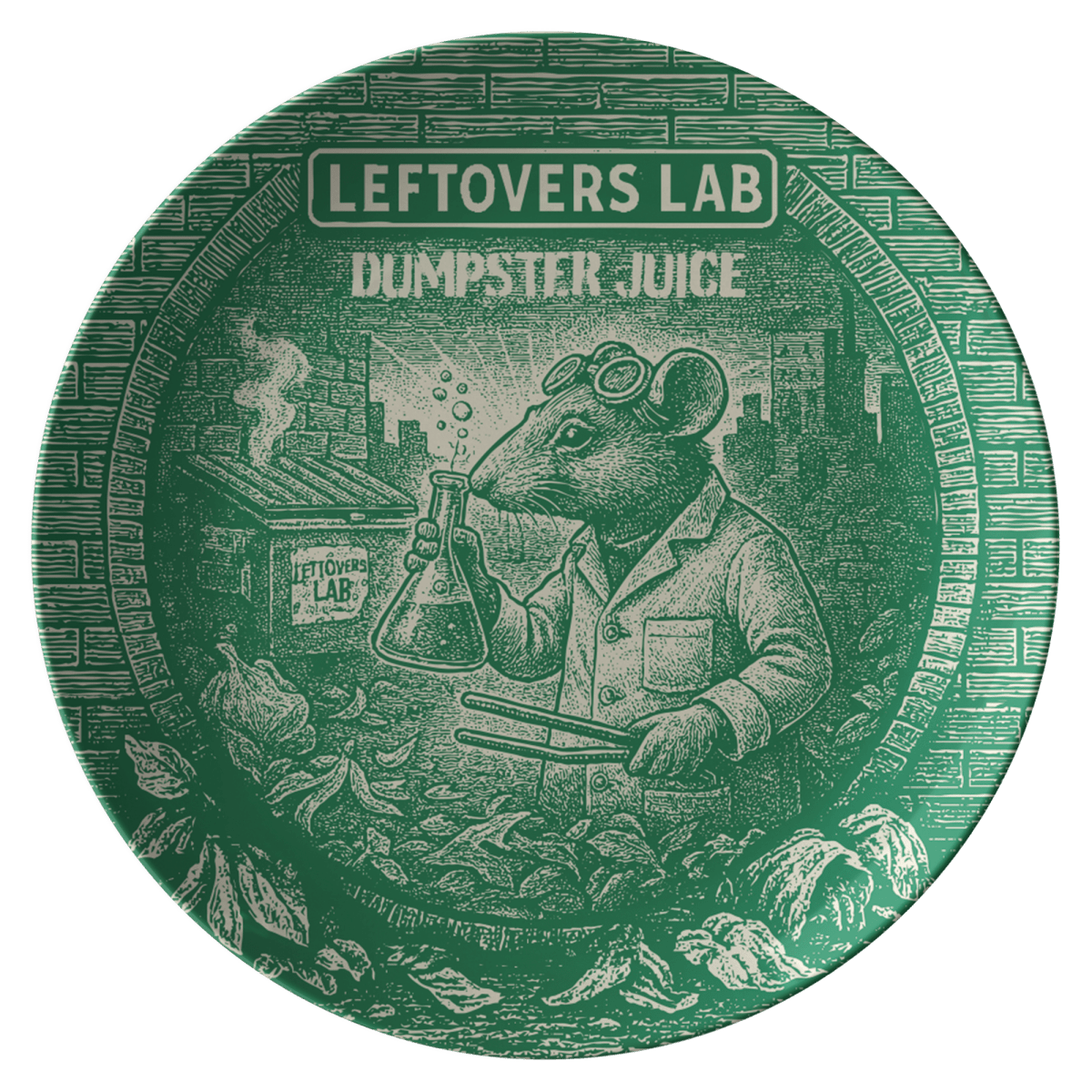 Clever Kitchen Gift Leftovers Lab Rat Plate, 1 or Sets of 2, 4, Funny Foodie Dinner Decorator