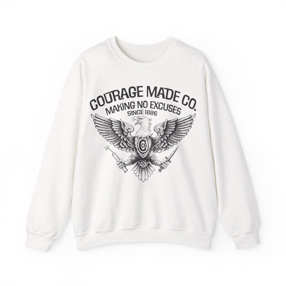 Courage Made Co. Eagle Fleece Sweatshirt, Strong, No Excuse Made - Ever