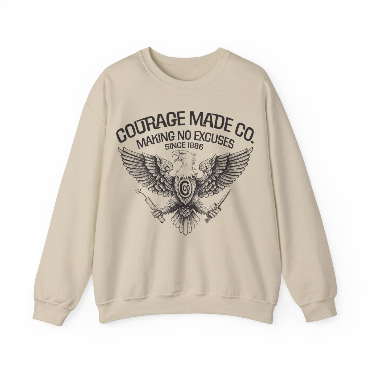 Courage Made Co. Eagle Fleece Sweatshirt, Strong, No Excuse Made - Ever