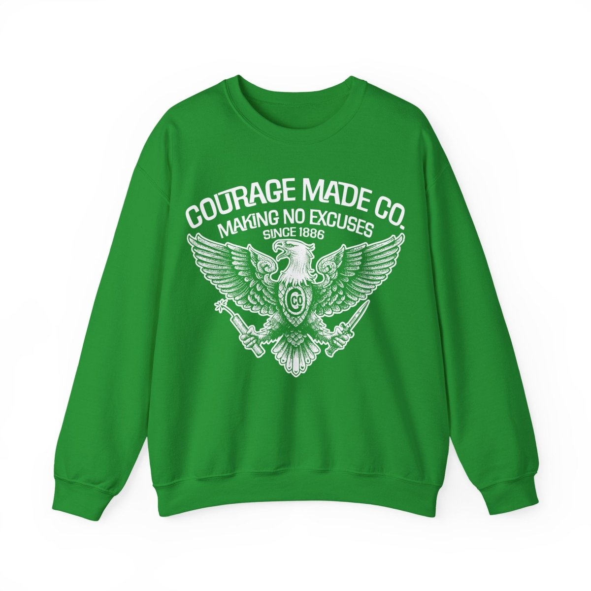 Courage Made Co. Eagle Fleece Sweatshirt, Strong, No Excuse Made - Ever