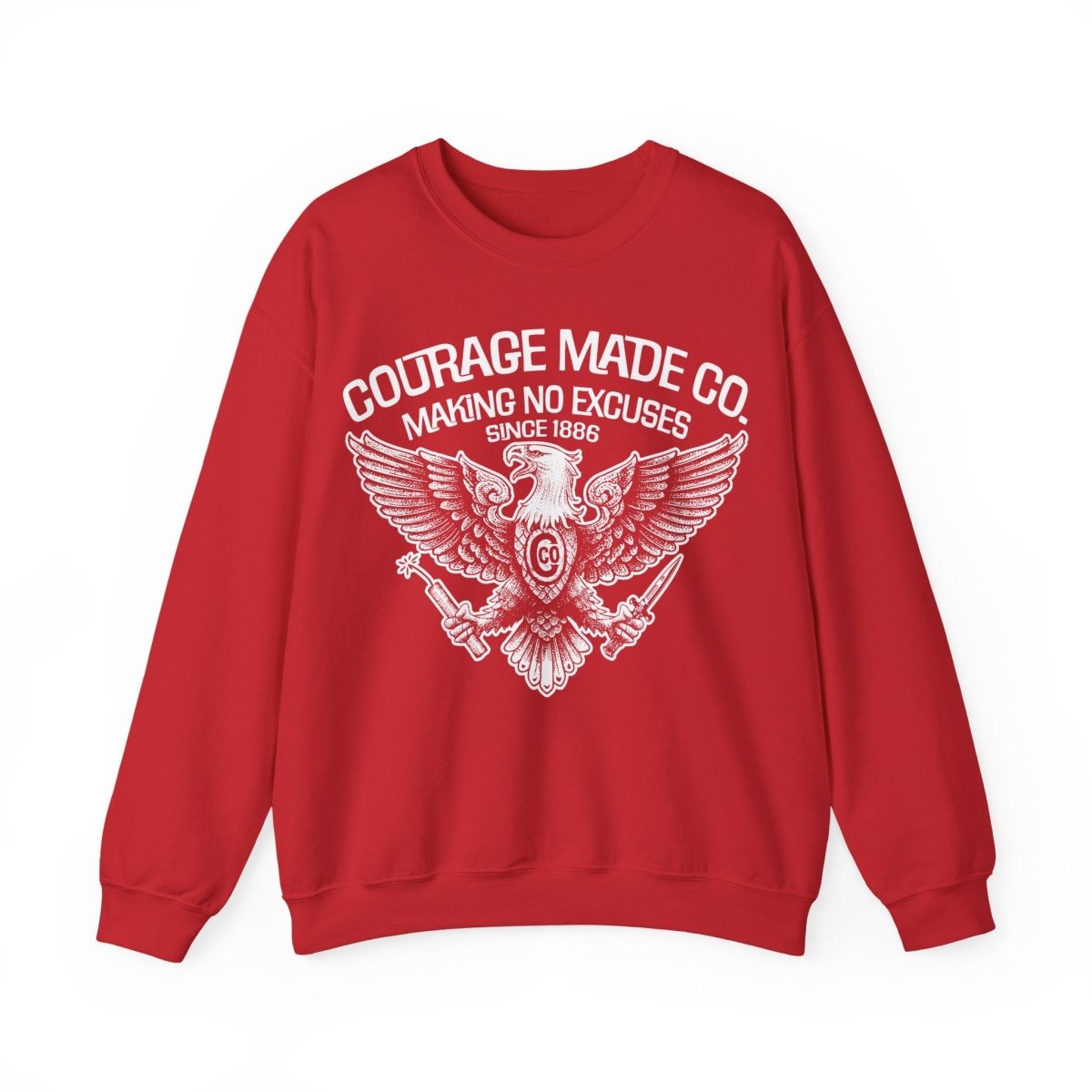 Courage Made Co. Eagle Fleece Sweatshirt, Strong, No Excuse Made - Ever