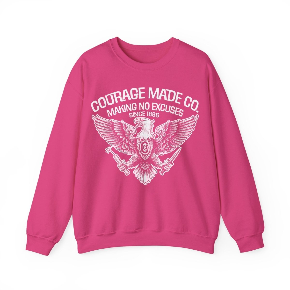 Courage Made Co. Eagle Fleece Sweatshirt, Strong, No Excuse Made - Ever