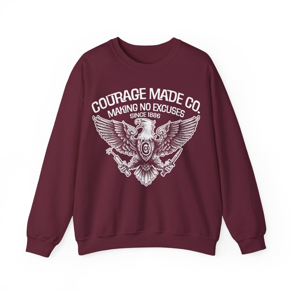 Courage Made Co. Eagle Fleece Sweatshirt, Strong, No Excuse Made - Ever