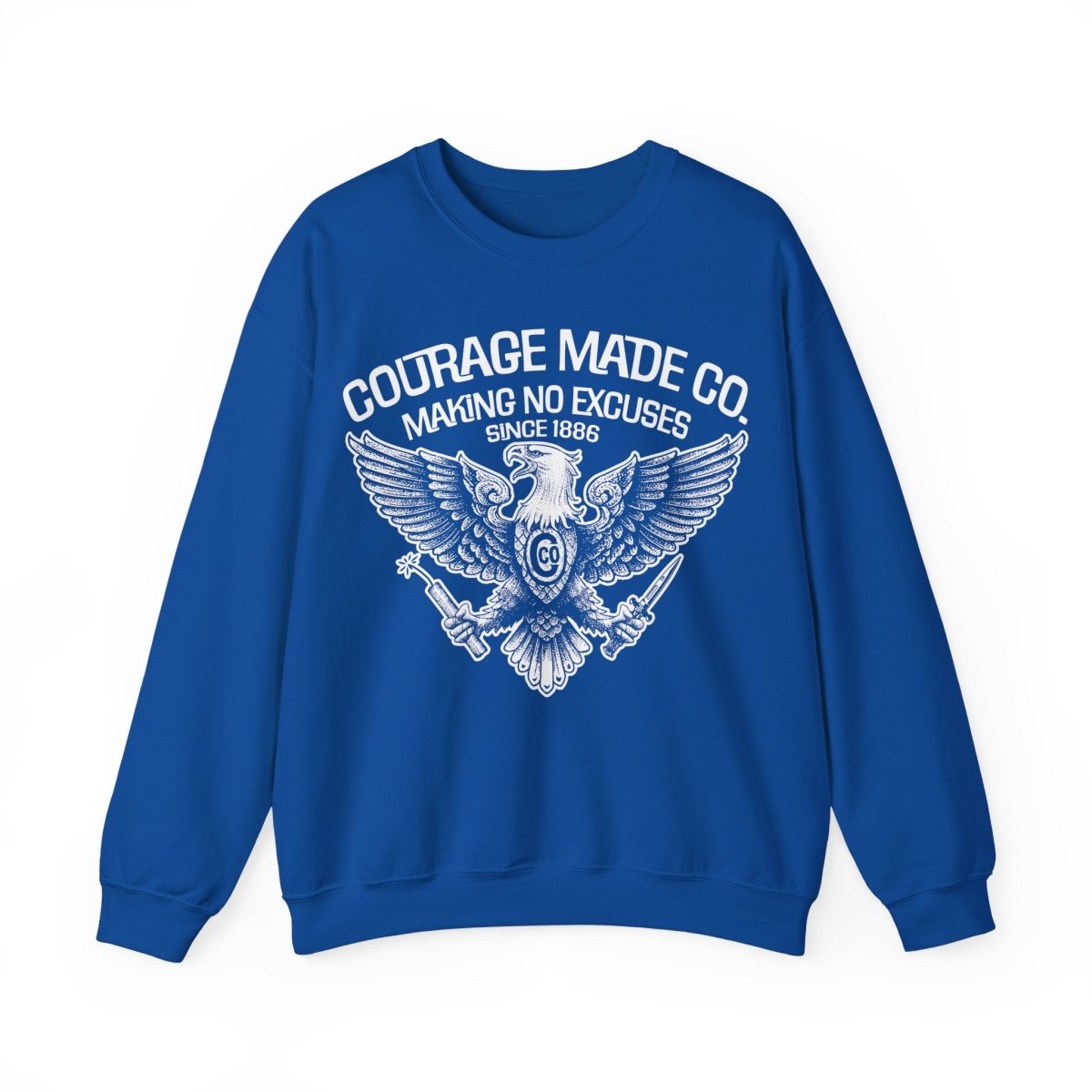 Courage Made Co. Eagle Fleece Sweatshirt, Strong, No Excuse Made - Ever