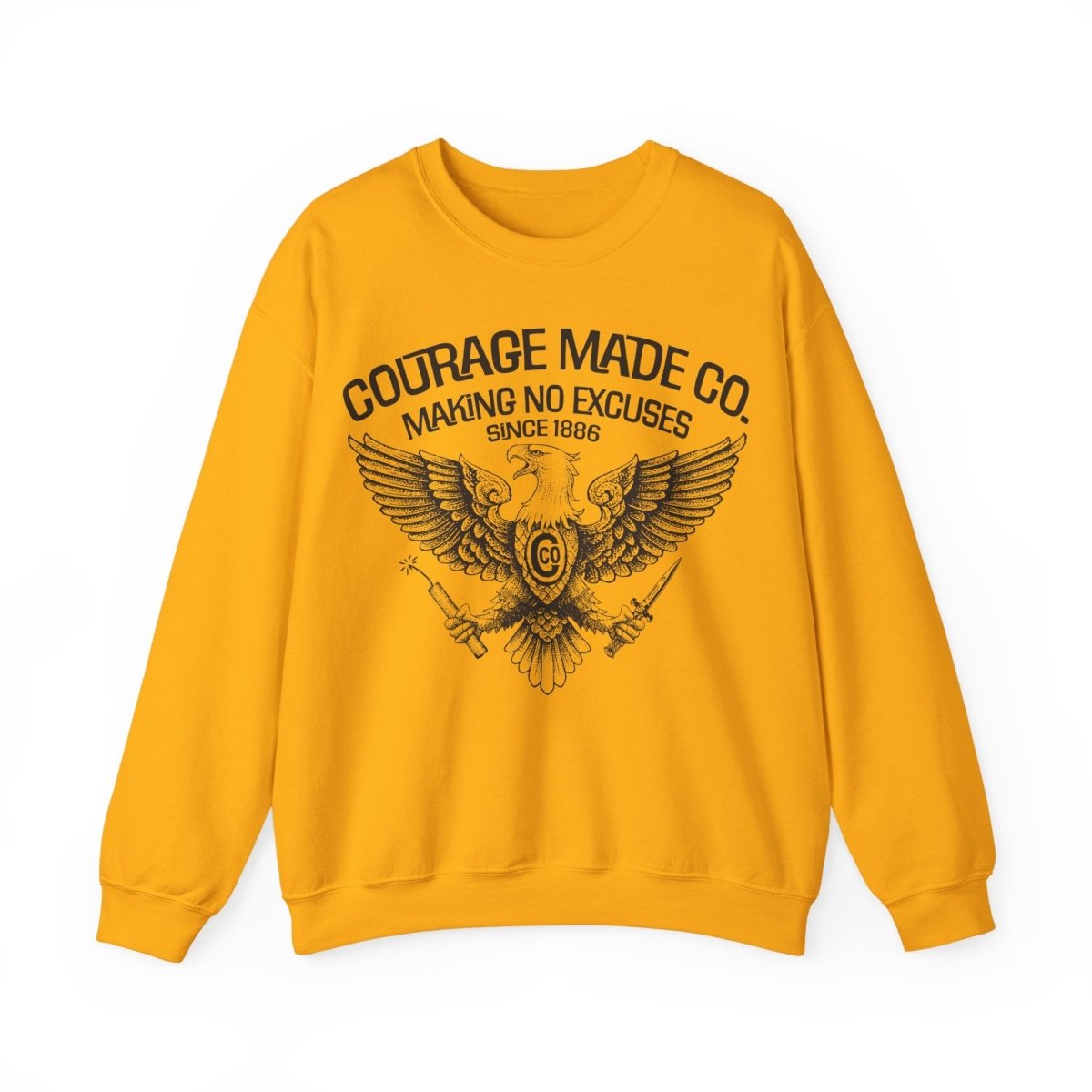Courage Made Co. Eagle Fleece Sweatshirt, Strong, No Excuse Made - Ever