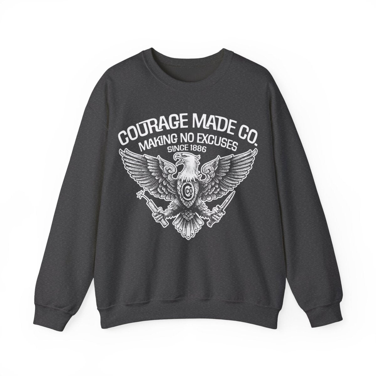 Courage Made Co. Eagle Fleece Sweatshirt, Strong, No Excuse Made - Ever