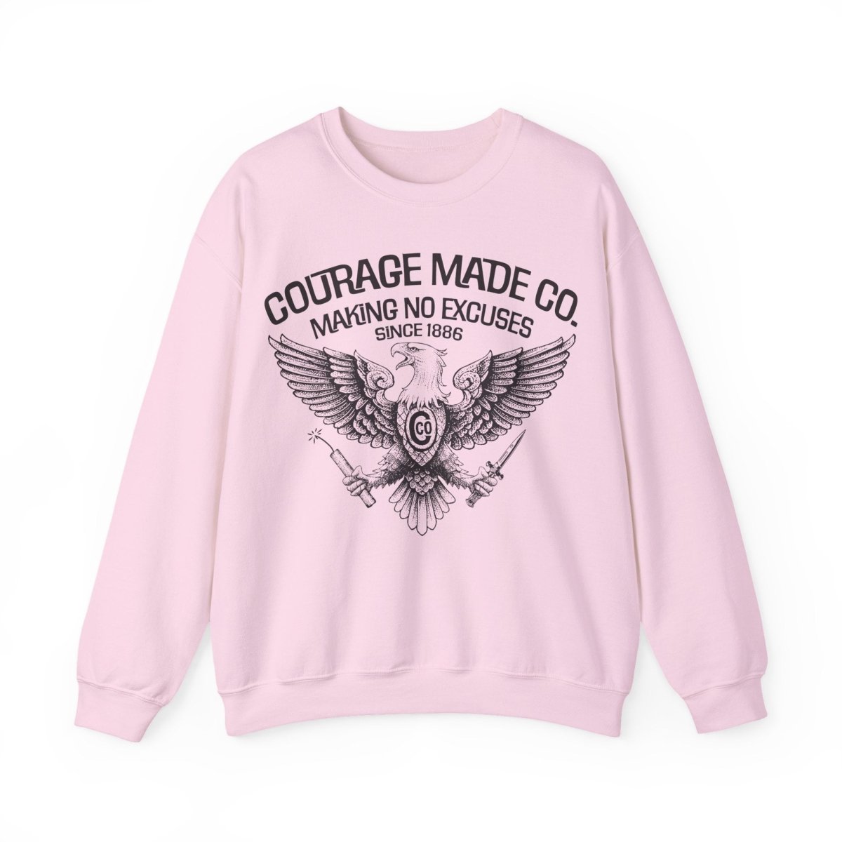 Courage Made Co. Eagle Fleece Sweatshirt, Strong, No Excuse Made - Ever