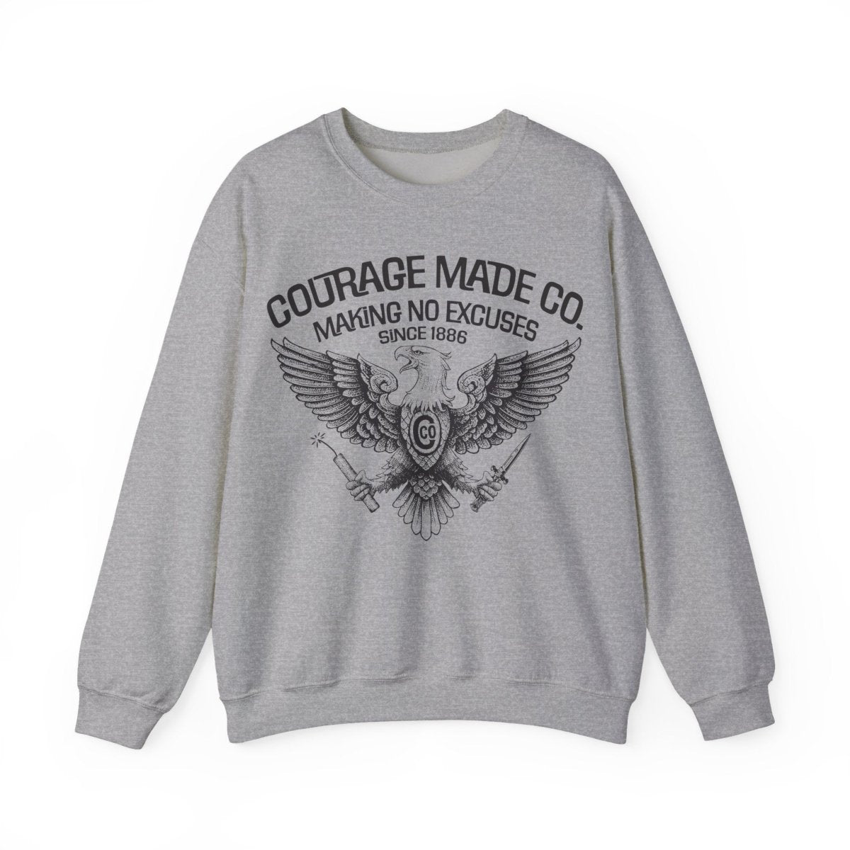 Courage Made Co. Eagle Fleece Sweatshirt, Strong, No Excuse Made - Ever