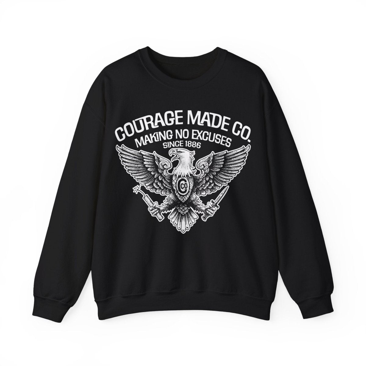 Courage Made Co. Eagle Fleece Sweatshirt, Strong, No Excuse Made - Ever