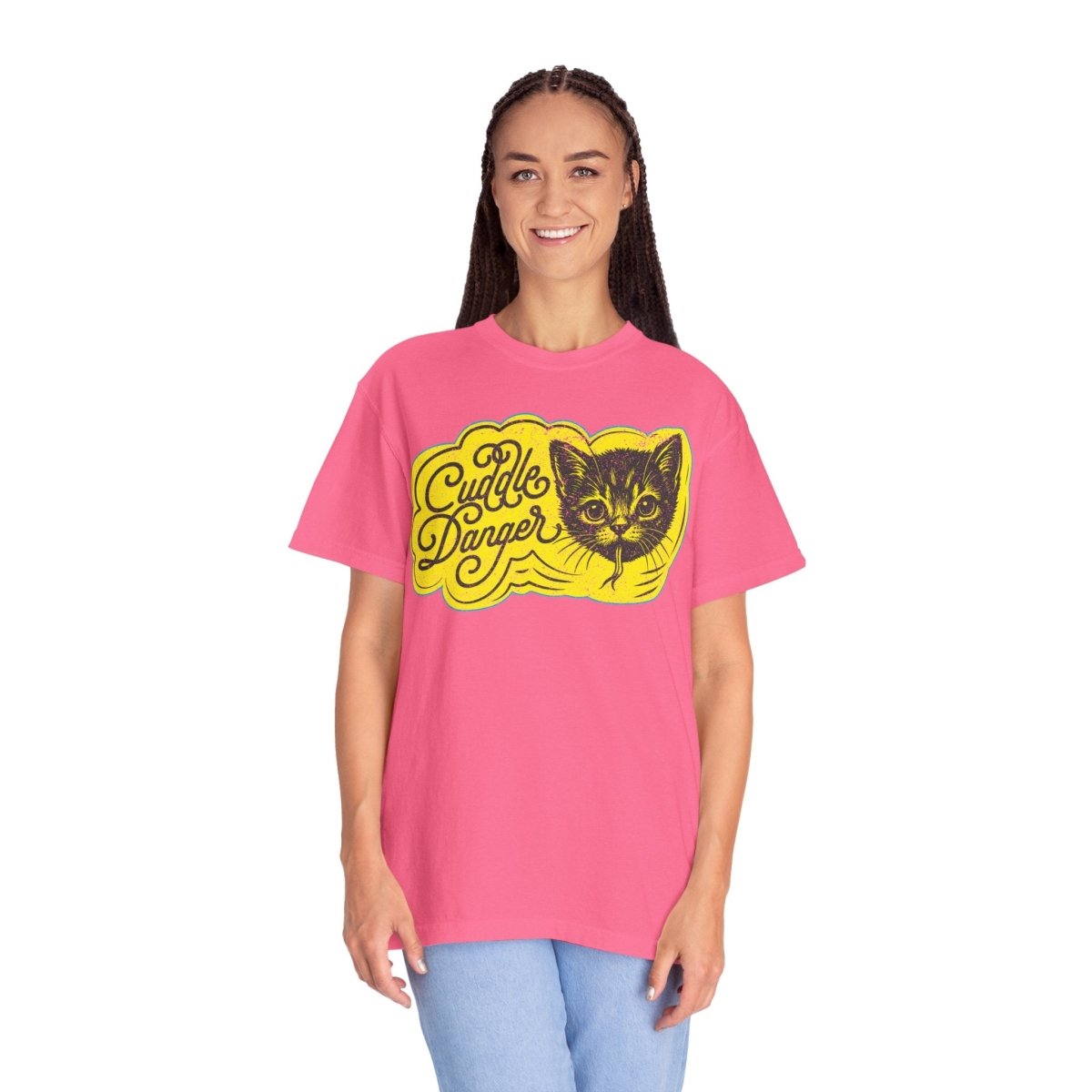 Cute Kitten Cuddle Danger Fierce Woman Comfort Colors Relaxed Fit Tee