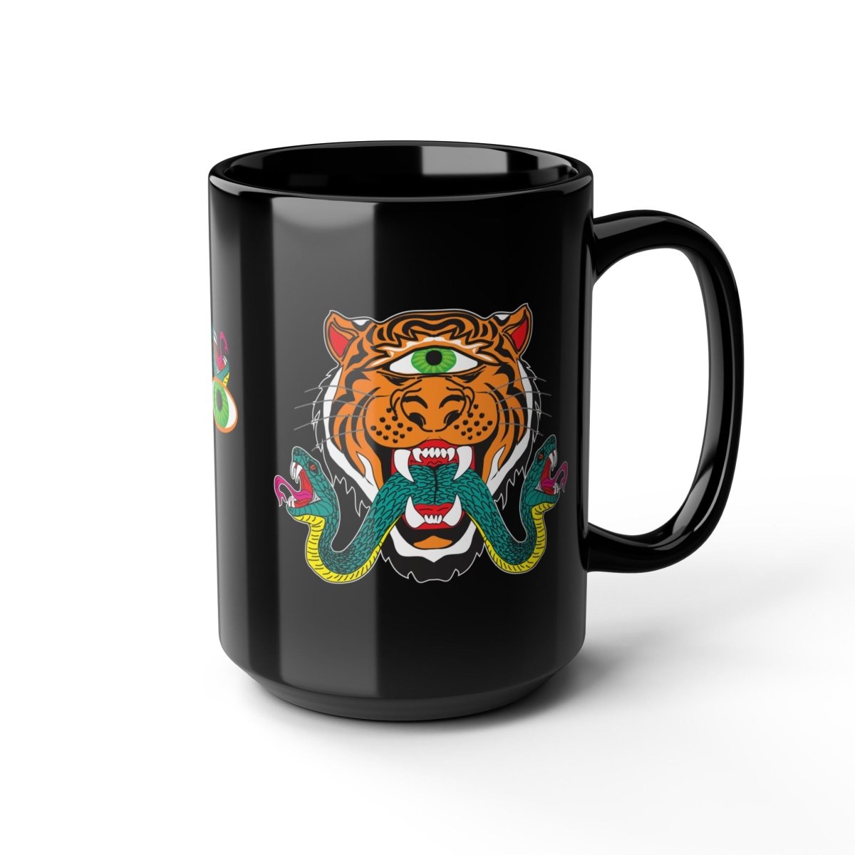 Cyclops Tiger Snakes Blackout Mugs Single Minded with a Big Bite, 11 oz, 15 oz