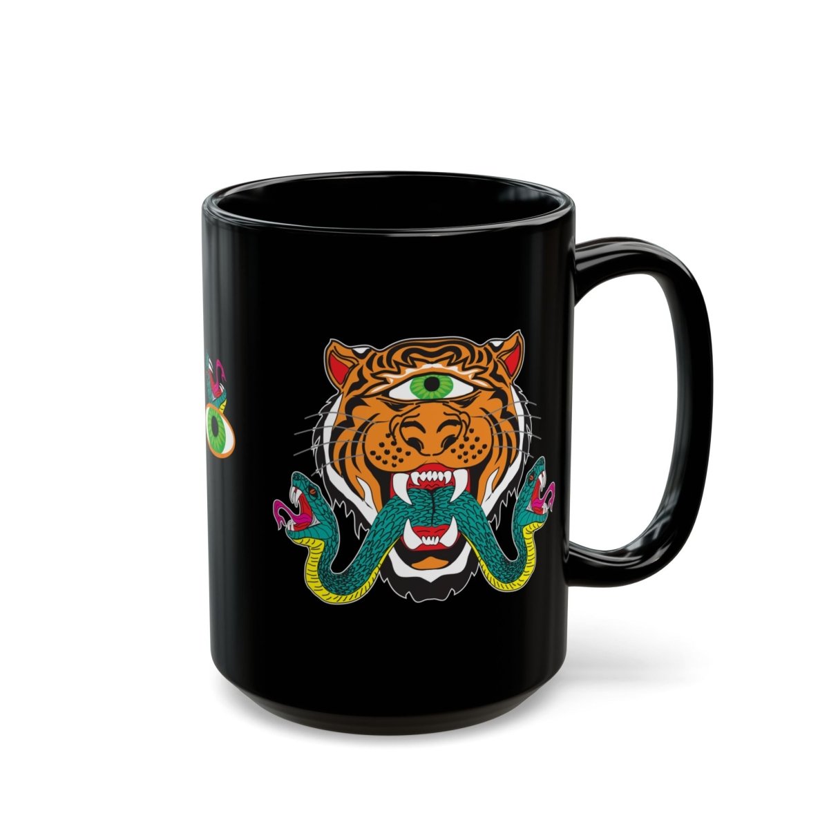 Cyclops Tiger Snakes Blackout Mugs Single Minded with a Big Bite, 11 oz, 15 oz