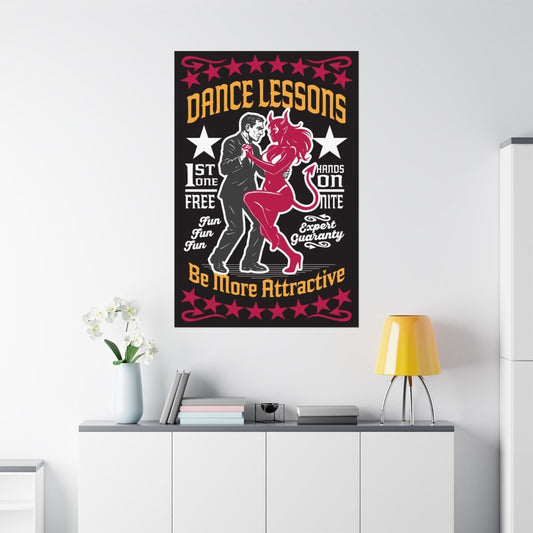 Dance With The She - Devil Man Cave Gift Premium Wall Art Print, Vintage Design Style Decor