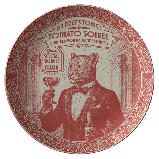 Dinner Soiree Gift Amor Plate Ruby Elixir Leopard from Dr Fizzy, 1 or Sets of 2, 4, Fun Meal and Display