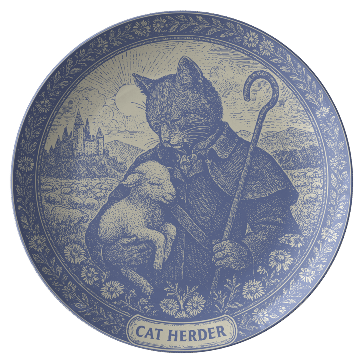 Family Dinner Gift Cat Herder Shepherd Inner Purr Cute Plate for Fun Meals and Decor