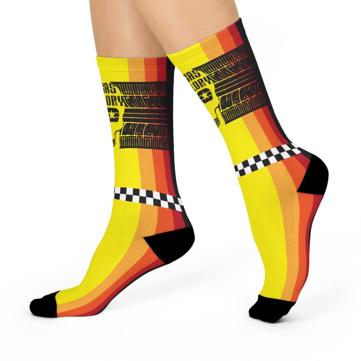 Fast Driver Gift Burnout Racing Stripe Tire Track All Gas All Glory Cushioned Crew Socks