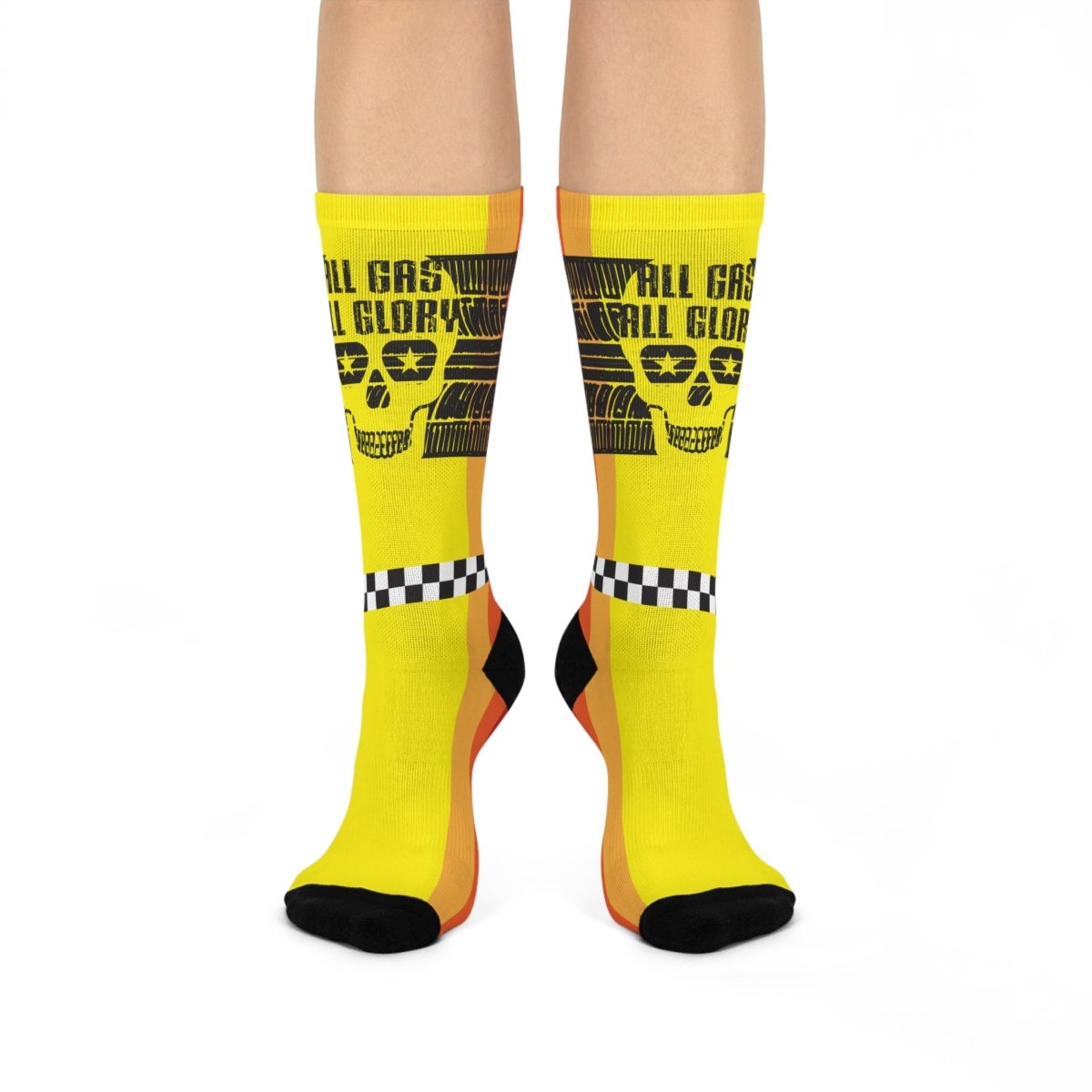 Fast Driver Gift Burnout Racing Stripe Tire Track All Gas All Glory Cushioned Crew Socks