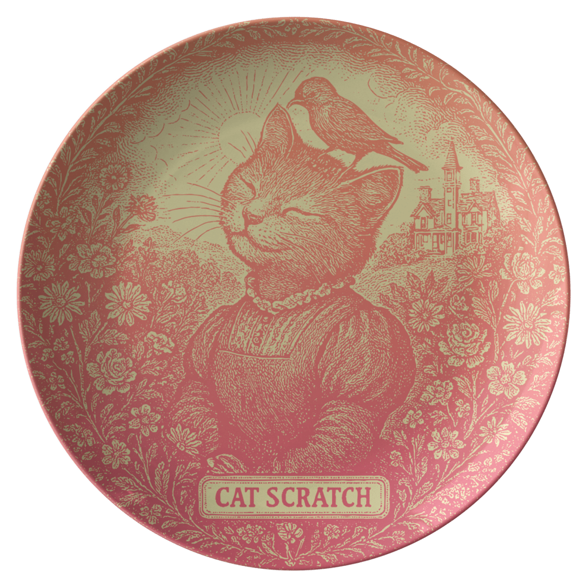 Flower Garden Gift For Her Inner Purr Sunlight Cat Calm Contemplative Cute Plate for Fun Meals or Decor