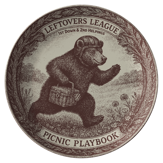 Football Game Day Gift Picnic Playbook Bear Plate for Fun Dining and Display
